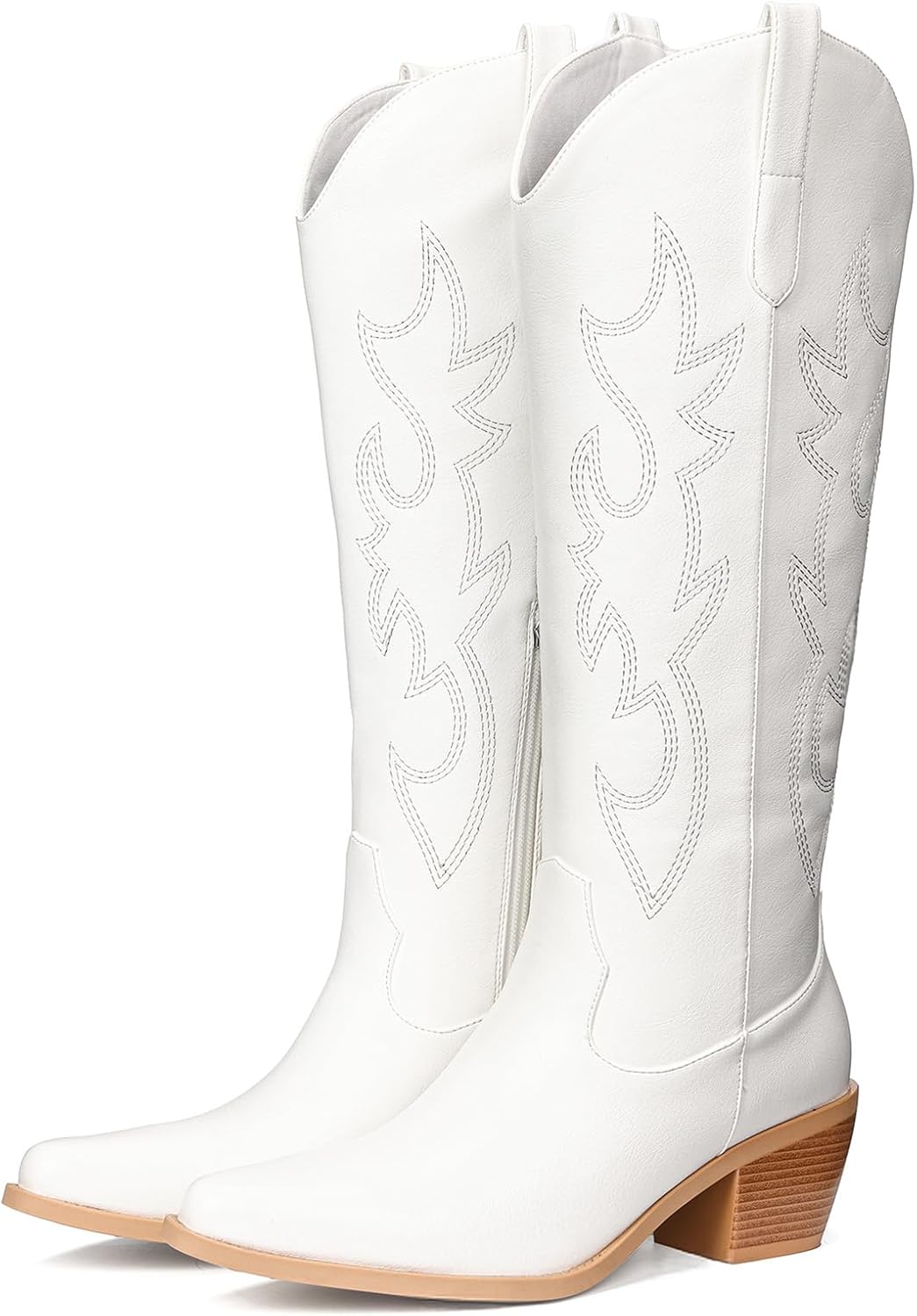 Pasuot Western Cowboy Boots for Women - Knee High Wide Calf Cowgirl Boots, Slip On Pointed Toe Chunky Heel Fashion Retro Classic Pull On Tall Boot for ladies Party concert - Image 6