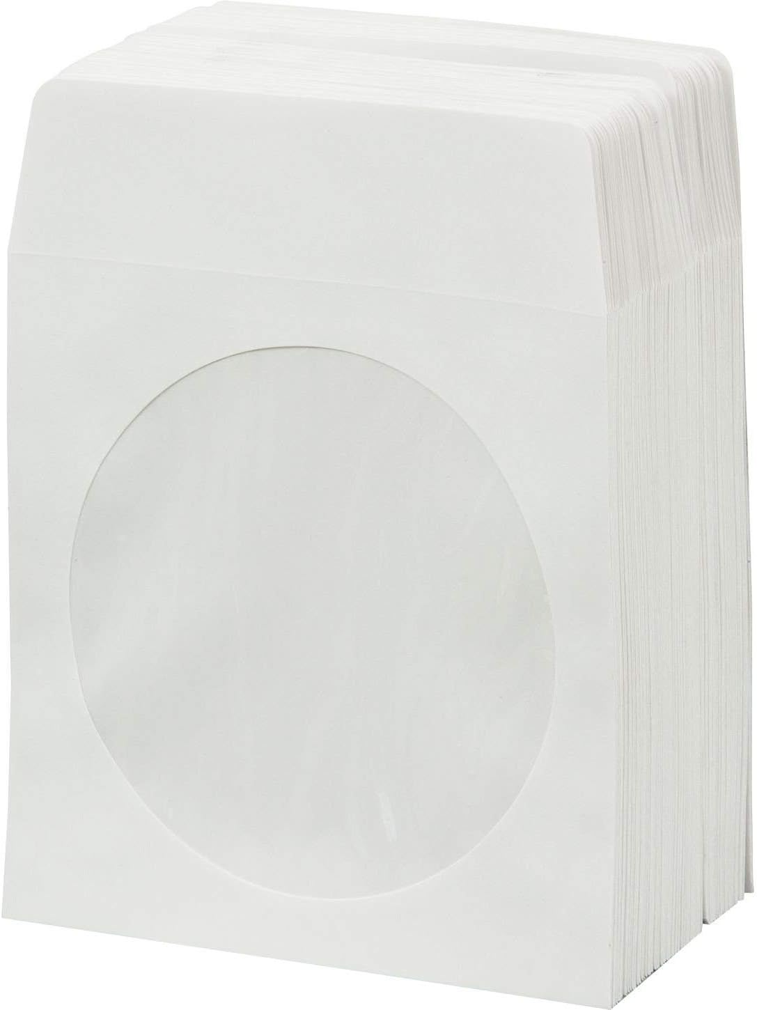 BestDuplicator CDSLV-100-WH, 100 Paper CD sleeves with Window and Rear Flap, White