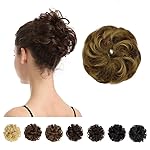 BARSDAR 100% Human Hair Messy Bun Extension - Real Hair Bun Extensions in Brown and Blonde Mix