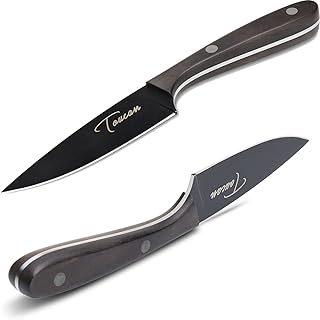 Black Paring Knife – Professional Kitchen Knife for Fruits and Vegetables – Premium Dark Stainless Steel Fruit Knife with ...