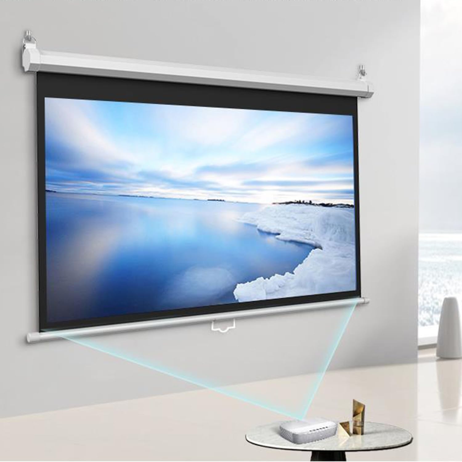 Écran De Projection Portable De 60", écran De Projection D'intérieur Et Support, écran De Projection 16:9 4K HD, Infroissable, Léger