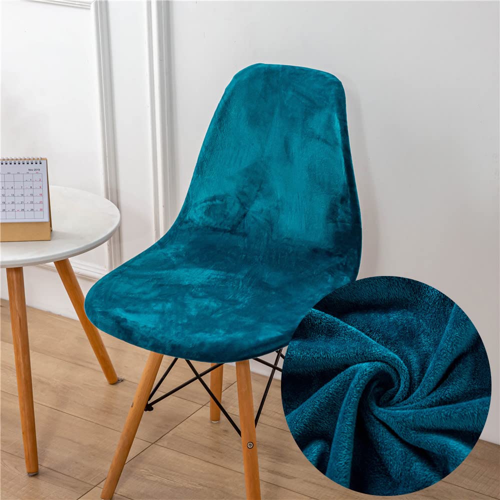 Housses de chaise velours 6 pièces turquoise extensibles et lavables