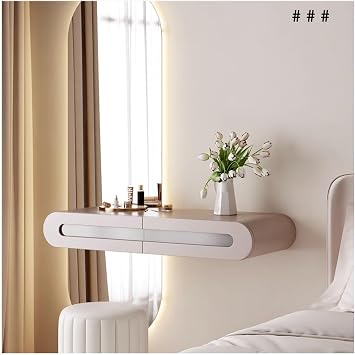 Floating Vanity Makeup Table, Floating Dressing Table, Corner Vanity Desk, Wall Mounted Makeup Vanity with Drawers, Space-Saving Floating Desk, Wall Vanity for Small Spaces(Gray,100cm)