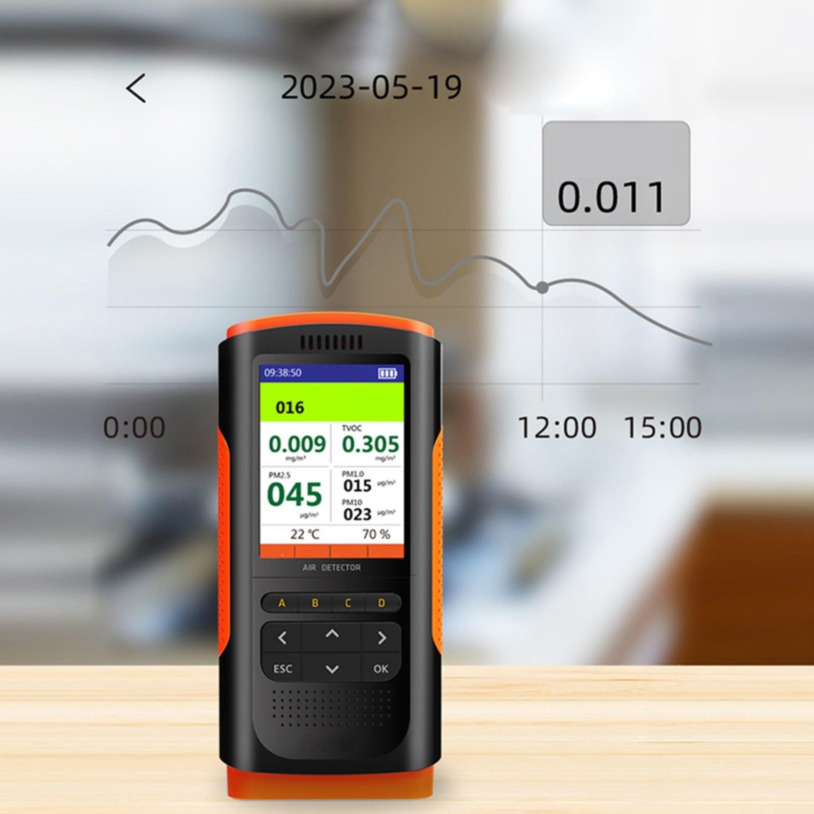 Moniteur de qualité de l'air avec écran LCD de 2,8 pouces pour PM2.5/PM10