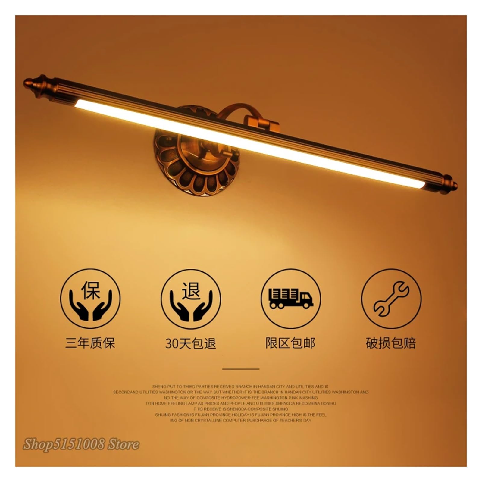 Wodoodporna Retro Łazienka Lustro Szafka Z Lampą Oświetlenie Próżności Led Kinkiet Oprawa Oświetleniowa Nowoczesna Domowa Stabilne OśWietlenie(Warm White (2700-3500K),50cm)