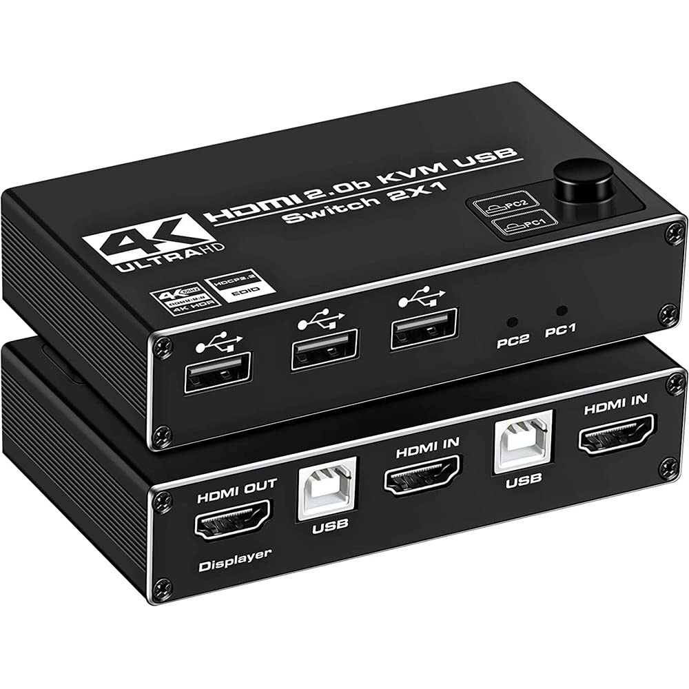 Tobo HDMI KVM Switch, 4K@60Hz USB Switch 2x1 HDMI2.0 Ports + 3X USB KVM Ports, Share 2 Computers to one Monitor, Support Wireless Keyboard and Mouse, USB Disk, Printer, USB Camera,etc. TD-880H (B0BC8N897L) Amazon Price History, Amazon Price Tracker