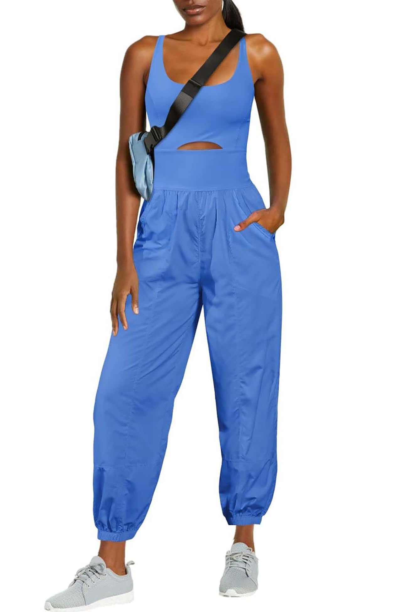 ReachMe Womens Running Onesie Athletic Romper Pants Hiking Outfits One Piece Workout Jumpsuits with Pockets