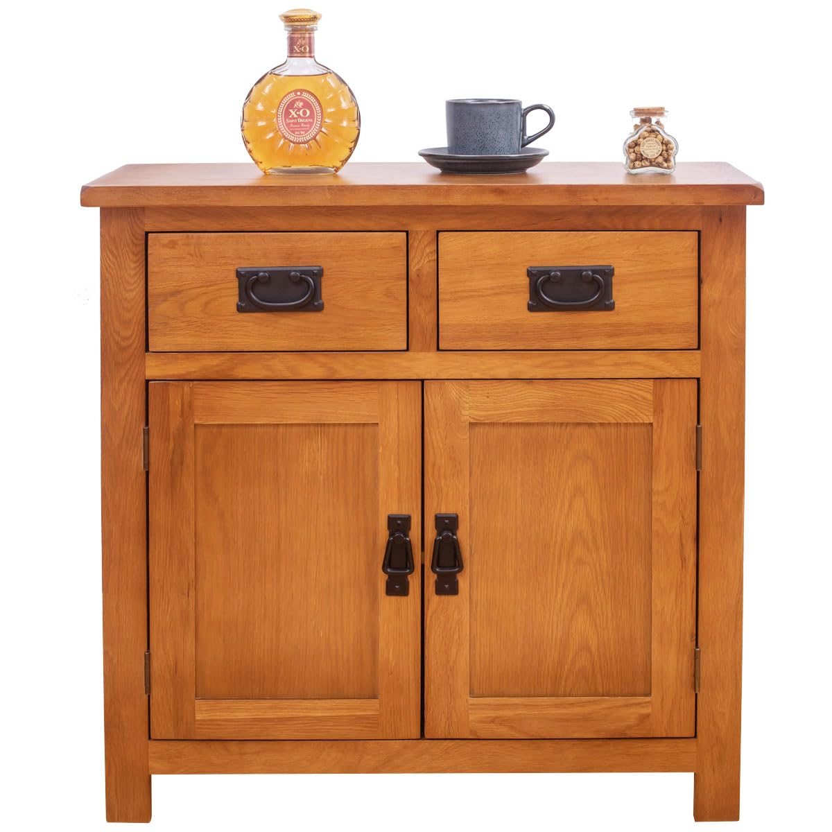 Aurotrice OAK Sideboard Cabinet Buffet Storage Cabinet with 2 Doors 2 Drawers Kitchen Buffet Cabinet with Storage Classic Sideboards for Dining/Living room