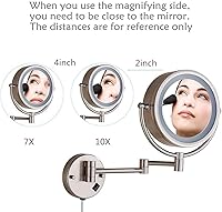 Vista 8 de Espejo de maquillaje Cavoli, para baño con luz LED, soporte de pared, Nickel