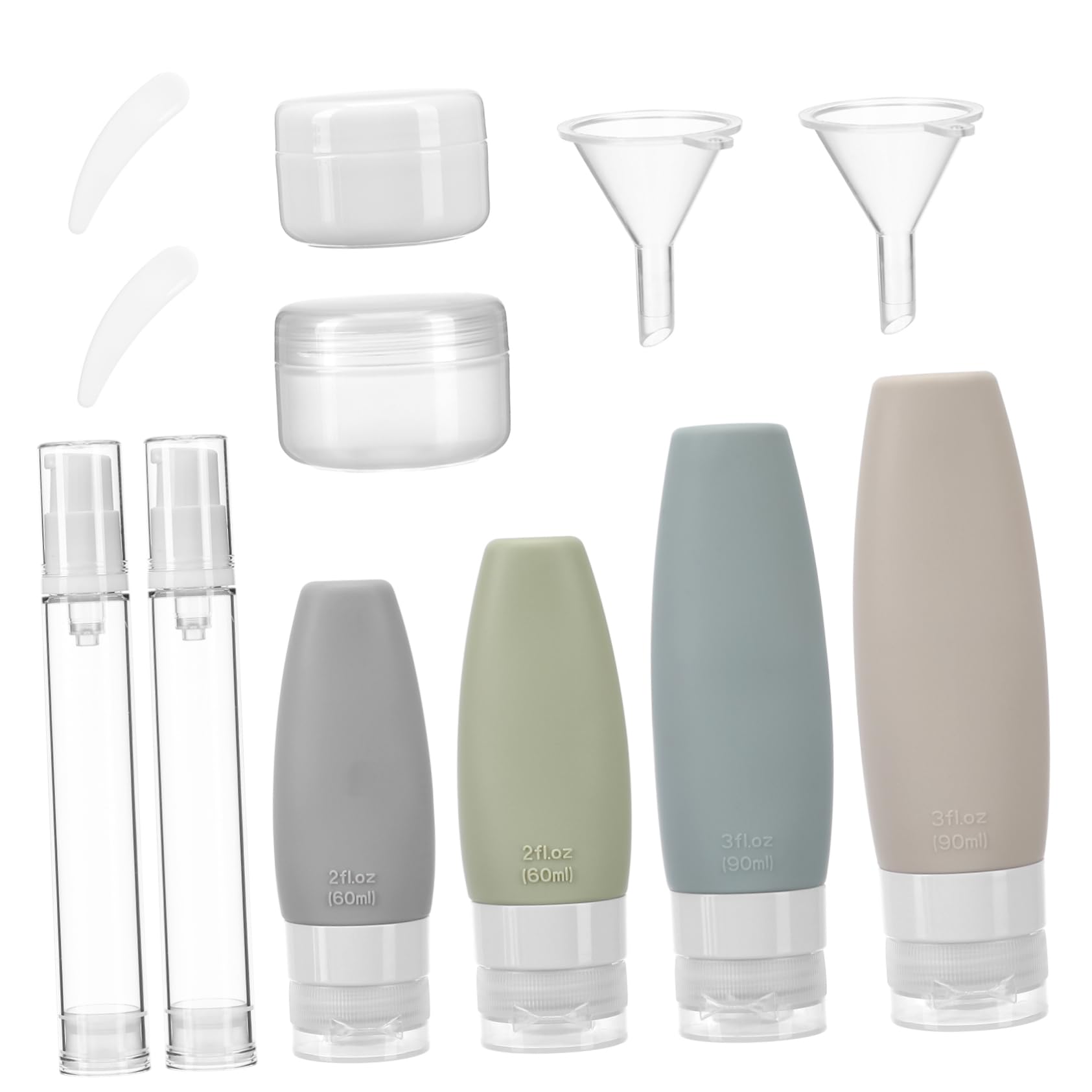Didiseaon 5 Juegos Juego de biberones de silicona botellas de viaje Recipientes rellenables champú dispensador de loción apretar la botella contenedores de viaje para artículos de tocador