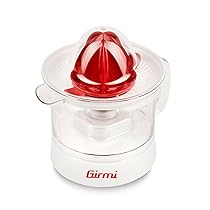 Girmi SR05 Spremiagrumi, 25W, Capacità 500cc, Griglia Filtrante, Doppia coppa di spremitura, Completamente smontabile e facile da pulire, Bianco, Rosso