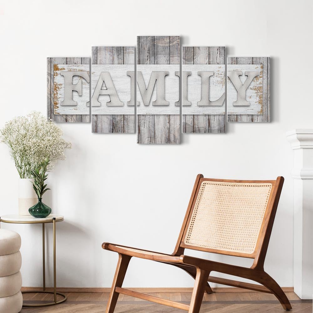 Tableau Déco Mural 200x100 Cm - Style Vintage Bois Et Cœur - Toile Beige