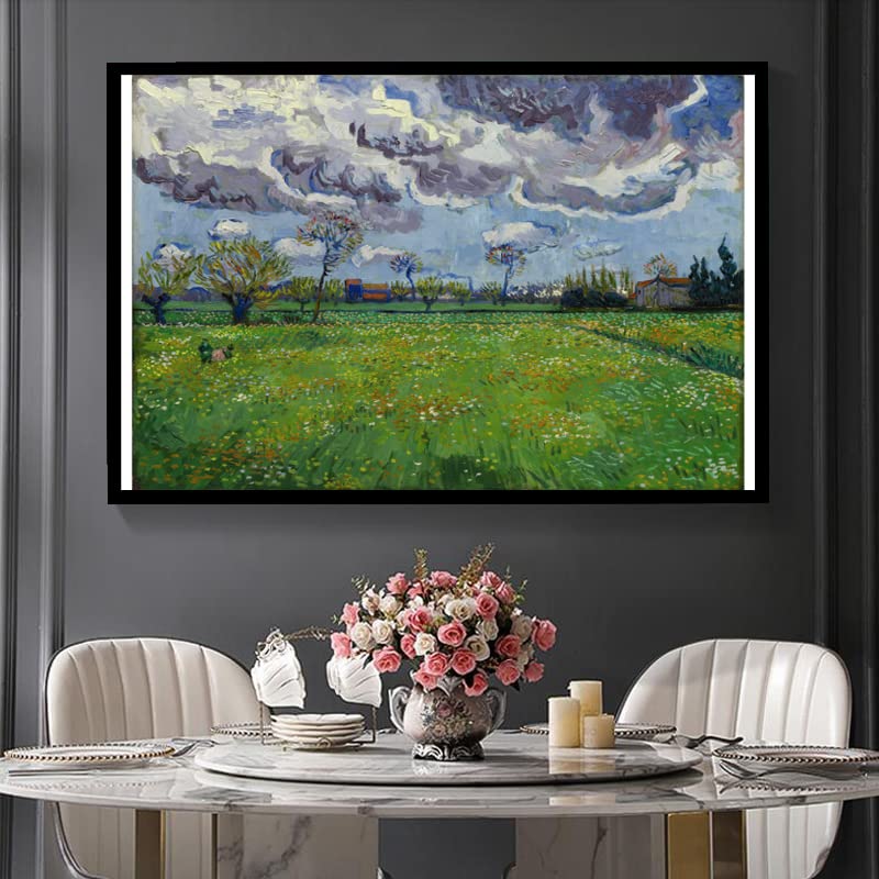 van gogh landscape under a stormy sky