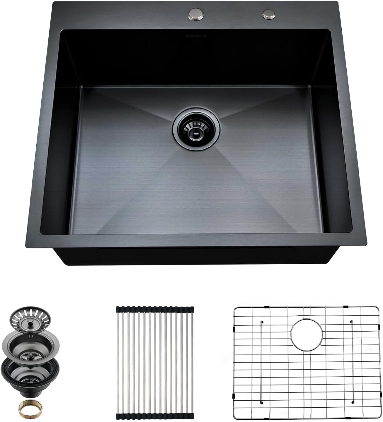 Amazon.com: EcoChannels Drop In Kitchen Sink, 25 x 22 Inch Single Bowl Topmount Sink 16 Gauge T ...