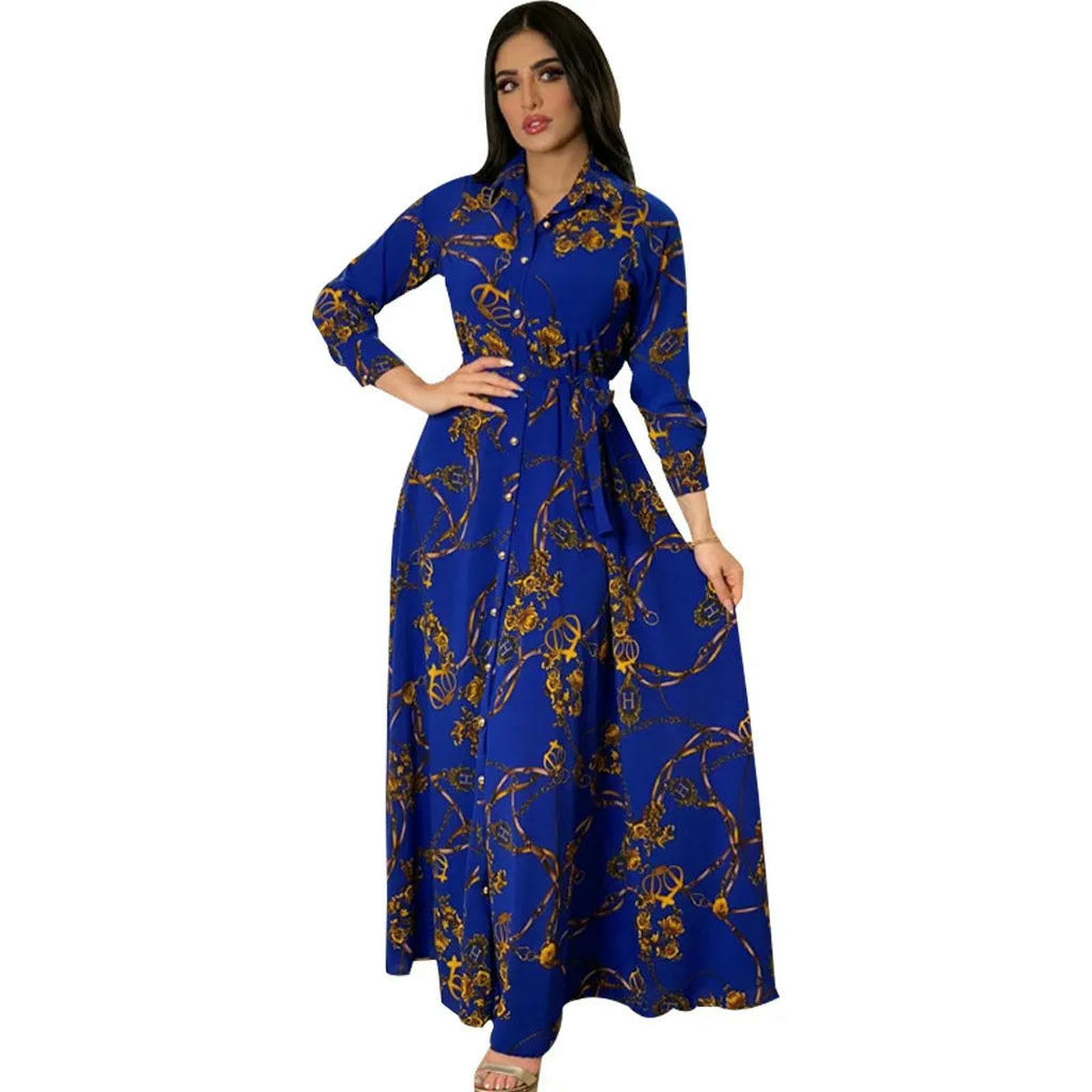 Vestiti a Maniche Lunghe Abito da Lunghi Abiti con Singolo Petto Digitale Femminile Autunno Autumn Domenne Nuova Camicia Donna alla Moda Colletto