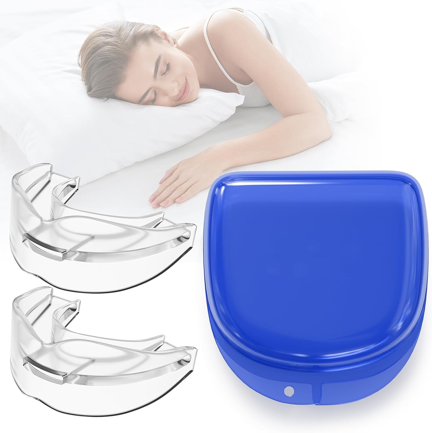 Mouth Guard for Sleeping 2 Pack, Reusable Night Dental Guard, Comfortable BPA-Free Mouthpiece for Men & Women