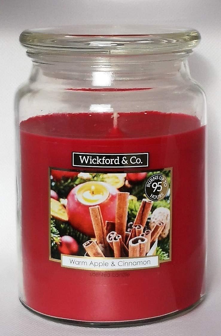 Luxury Scented Candle – Warm Apple & Cinnamon - 18 Oz Jar with lid - up to 95 Hour Burn Time – (by Wickford & Co)