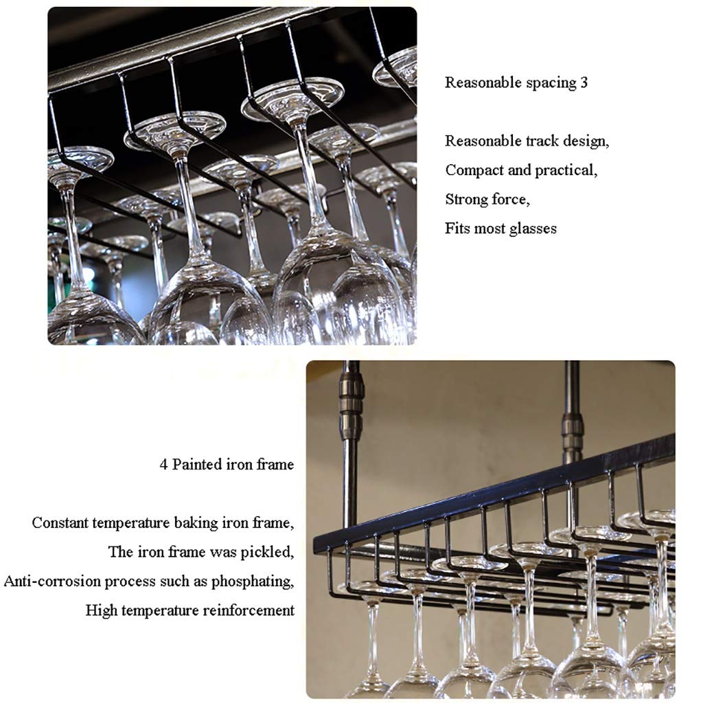 JHGJBJ Soportes para Copas Sostenedor del Vidrio de Vino del cubilete Colgando Estante Bar Escritorio Club (Color : Negro, Tamaño : 120 * 40cm)