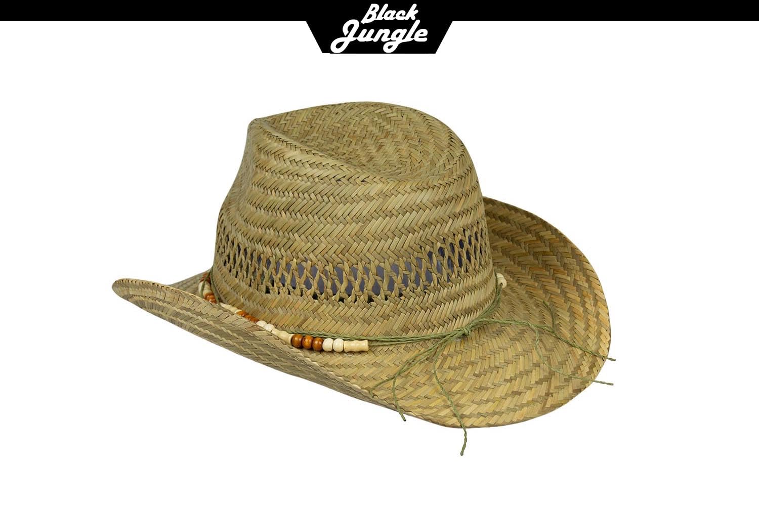 Cappello di paglia Bondi naturale, cappello western, unisex, con tesa larga, protezione solare