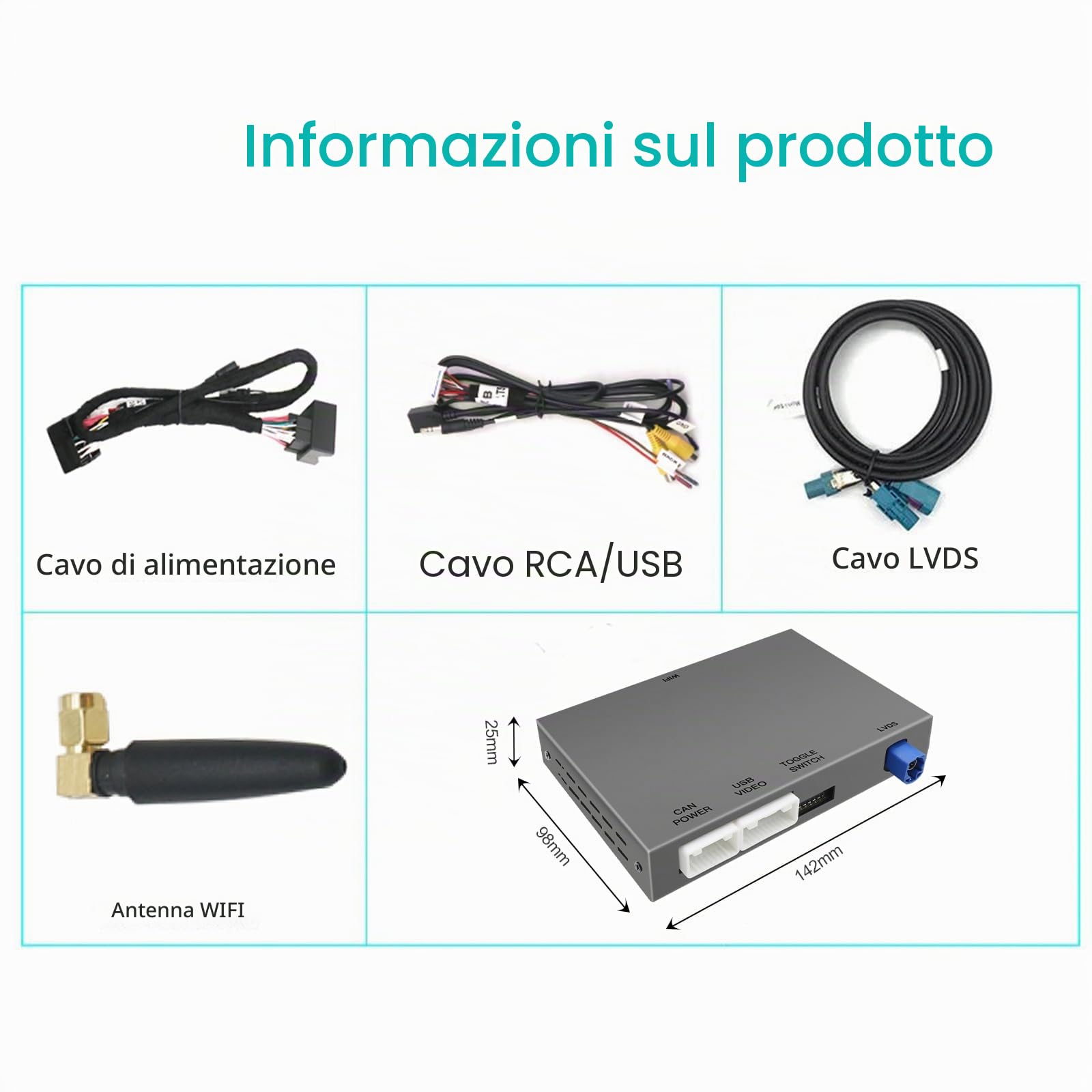 Adattatore auto senza fili CarPlay/Android per Peugeot Citroen Picasso 2013-2016 DS4 DS3 308 508 208 2008 C4 Support Specchio Link Navigation Audio e Video USB Camera