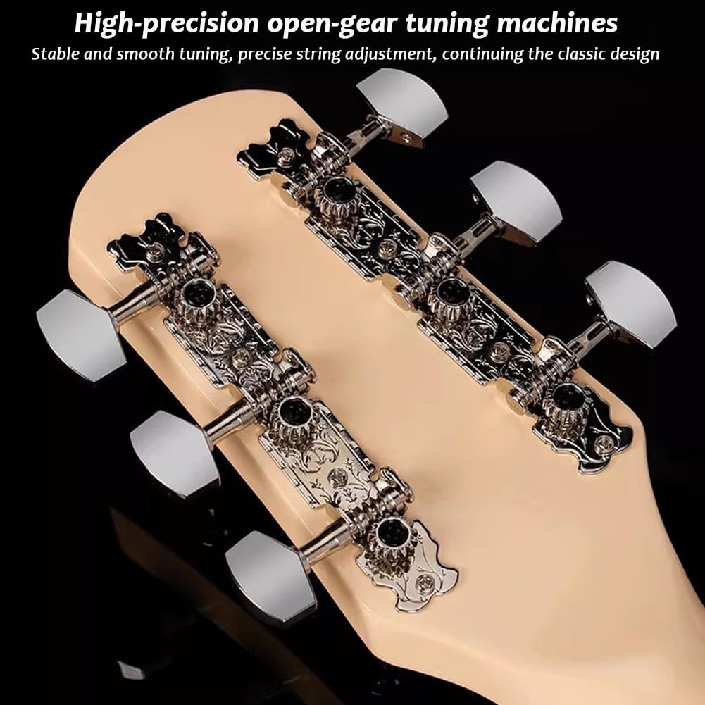 Set Completo Di Chitarra Acustica Classica, Chitarra Da Viaggio Per Principianti Con Custodia Morbida, Accordatore, Corde, Plettri E Video Didattici(White+Black,38 in)