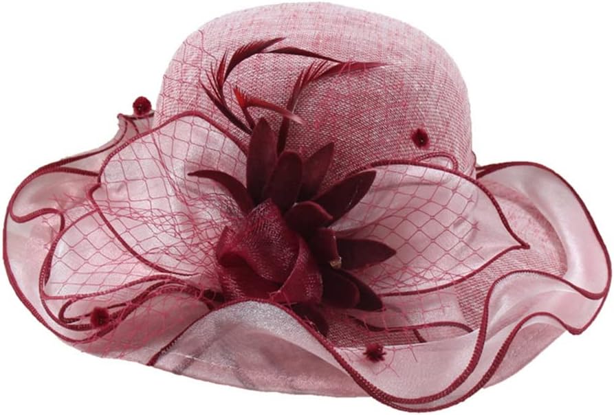MZDM Brim Big Brim Top Hat Lady Elegant Flower Fisherman Hat Summer Outing Sun Hat (Color : D, Size : 56-58cm) : Clothing, Shoes & Jewelry
