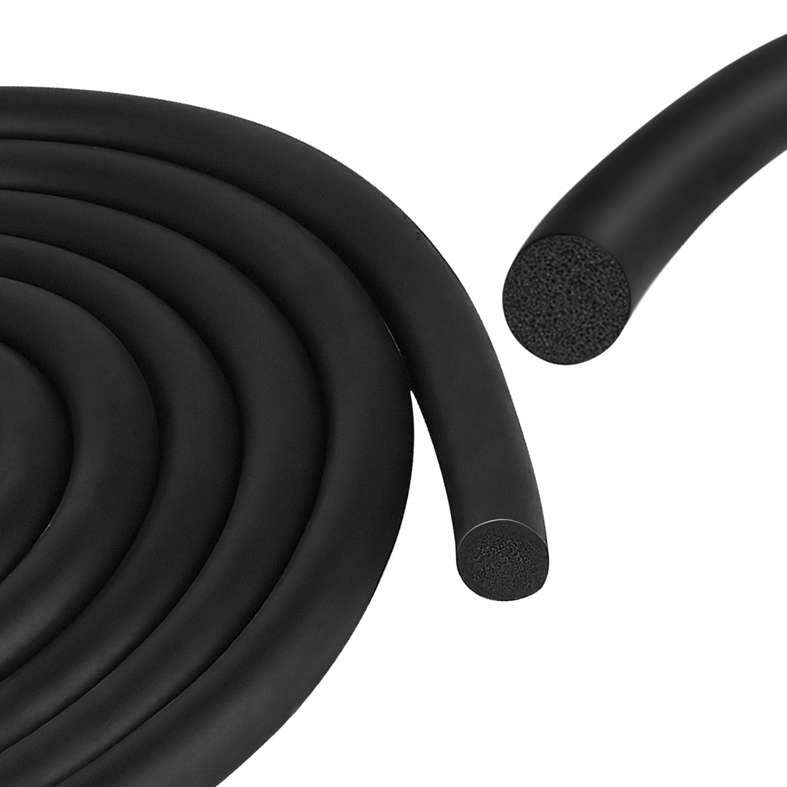 Black Foam Rubber Seal, 12mm x 5m Backer Rod, Soft Weather Seal Strips, Waterproof Concrete Filler Rope