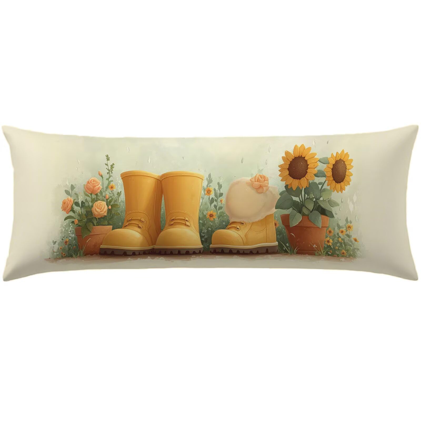 Pomarańczowy kolor poszewka na poduszkę do spania na boku 60 x 180 cm, poszewka na poduszkę w kwiaty 60 x 180 cm, aksamitna poduszka do spania na boku, poprawa jakości snu, dwustronny nadruk w0-993