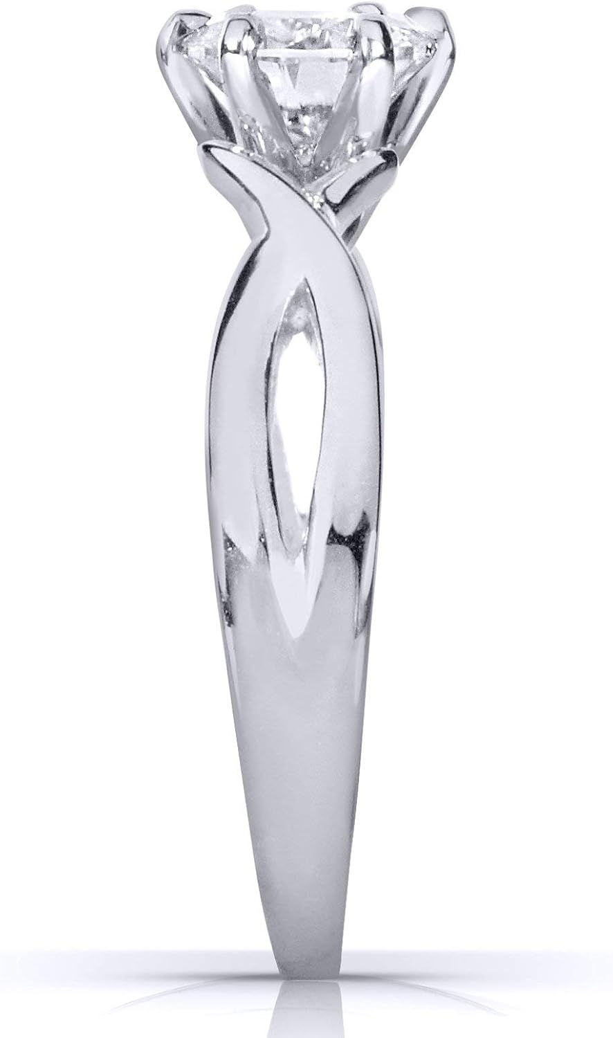 Kobelli Oval Moissanite Solitaire Crossover Ring 7/8 Carat in 14k White Gold