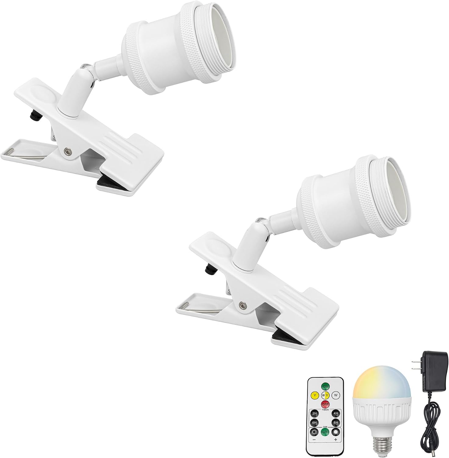 2Pcs Rechargeable Battery Dimmable Clamp Light Wireless Remote Timing LED Clip Lighting Vintage Design for Bedsides Shelf Bookshelf Splint Billboards Corners