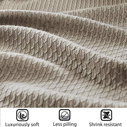Image of Madison Park 100% Egyptian Cotton Twin Size Bed Blanket for Summer Khaki