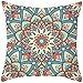 Lieson Fundas de almohada, 1 funda de almohada al aire libre de 40 x 40 cm con patrón de mandala, fundas de almohada de color azul coral, verde, poliéster
