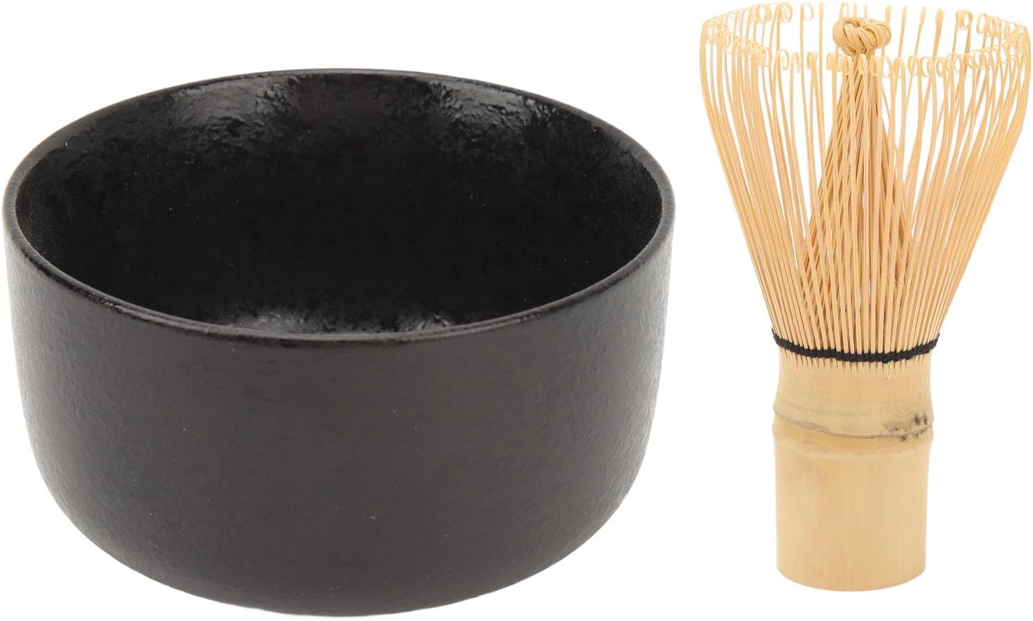 Tea Ceremony Set, Tea Bowl Teaspoon Handmade Matcha Set for Tea Making (Black)