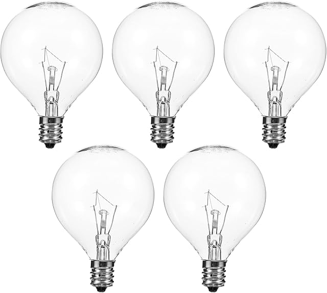 Uonlytech 5pcs Wax Warmer Bulbs 25W Scentsy Bulb Wax Melt Warmer Light Bulbs Fragrance Burner Replacement Light Bulbs Globe for Wax Diffuser Candle Warmers G50 E12 230V