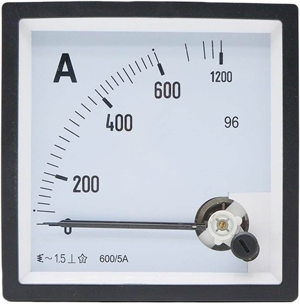 MOBYAT SQ-96 AC Ampere Meter 2 Times Overload Type 50/5A 100/5A 500/5A Range Analog Ammeter Gauge Panel 96x96mm 1Pcs (Color : 600A)