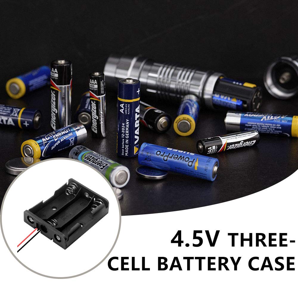 4-częściowy czarny plastik 3 x 1,5 V (4,5 V) uchwyt baterii AA pudełko do przechowywania baterii pudełko z przewodem