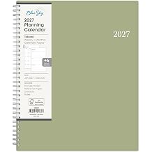 Blue Sky 2027 Weekly and Monthly Planner Calendar, Includes January 2027 - December 2027, 8.5" x 11", Flexible Cover, Wirebound, Laminated Tabs, Storage Pocket, Enterprise Sage Green