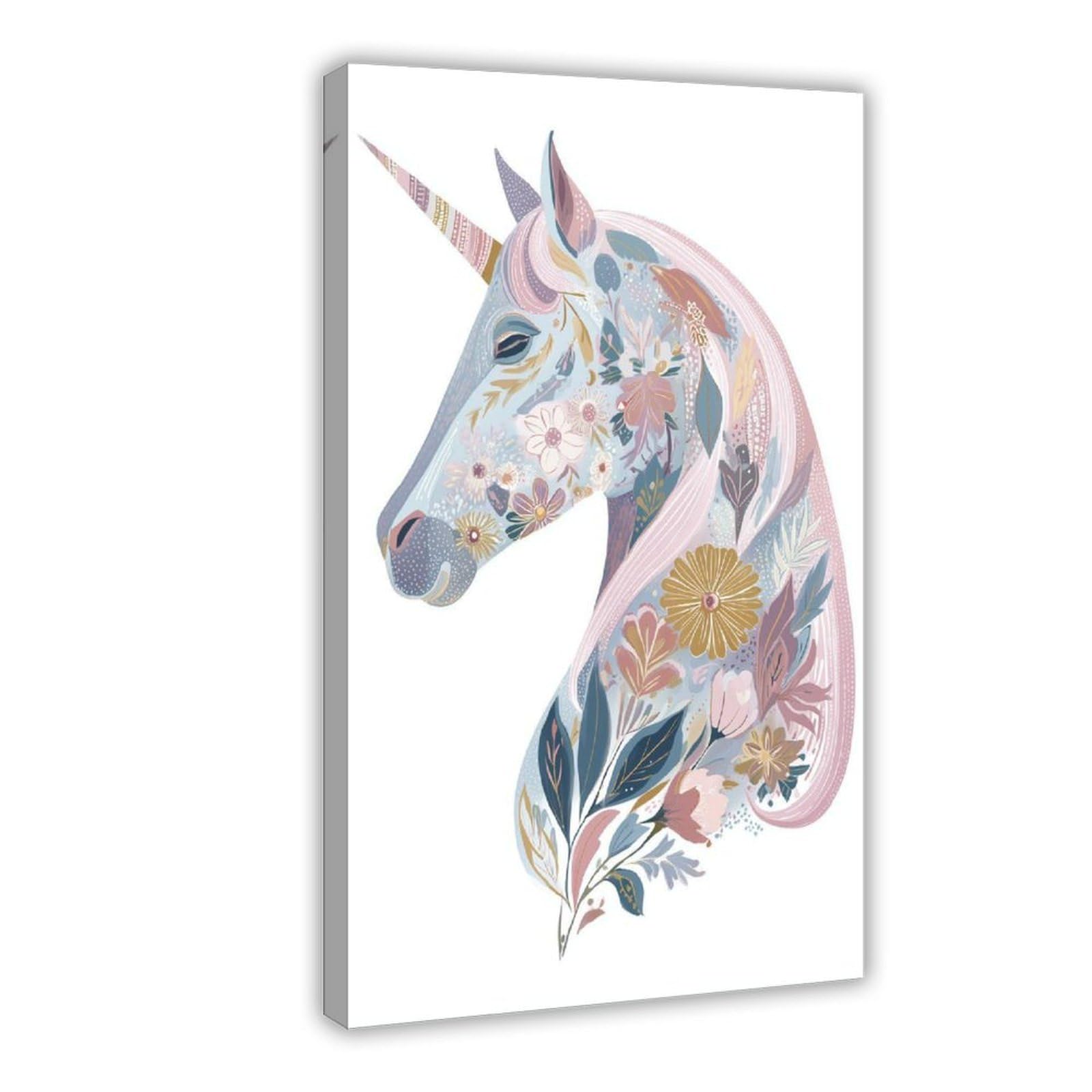 Poster su tela con unicorno floreale per ufficio, regalo decorativo