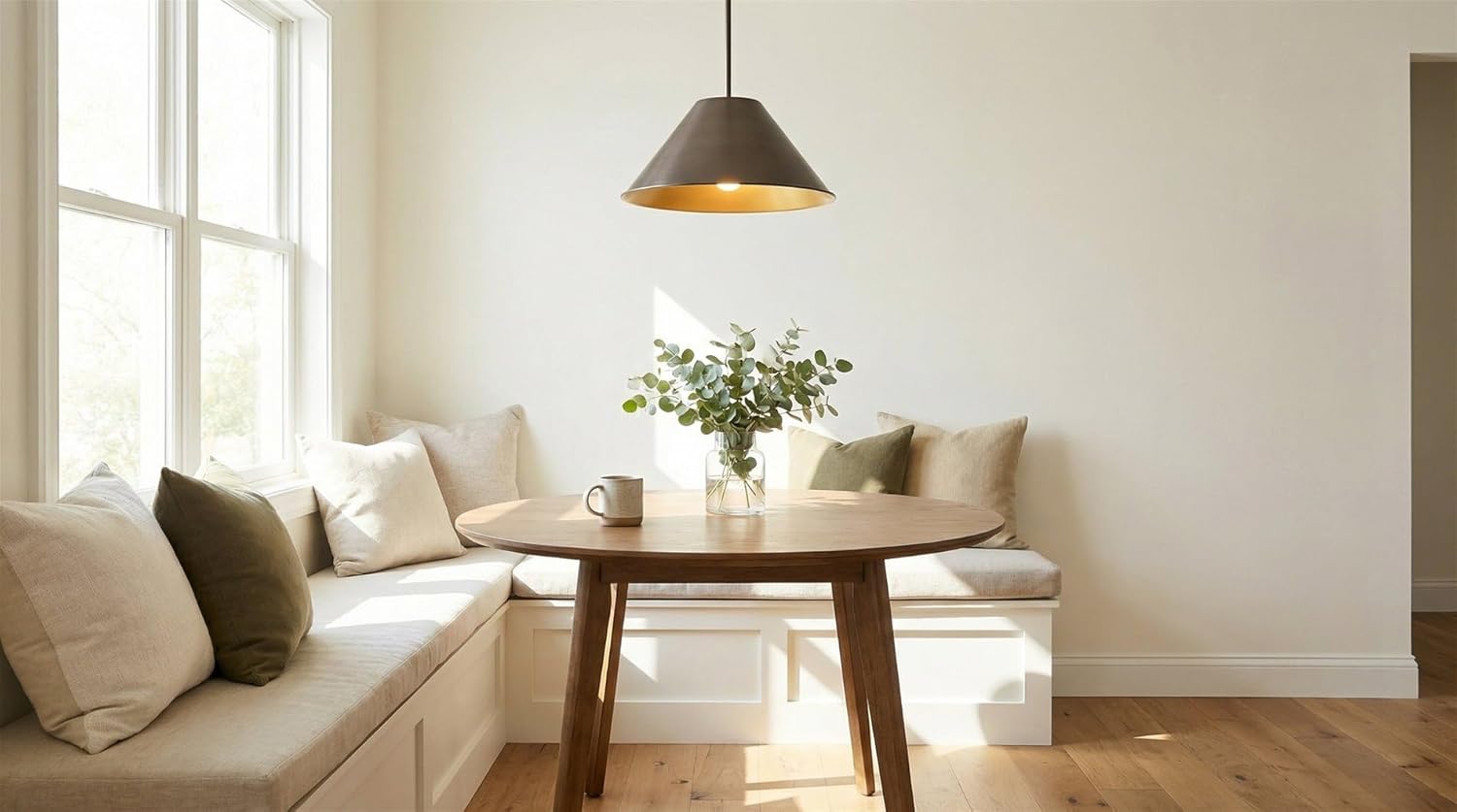 Kira Home 14" Industrial Metal Cone Lamp Shades, Set of 3 Large Replacement Pendant Covers, 1-5/8" Fitter Opening for Threaded Medium Base Socket, Aged Bronze Finish