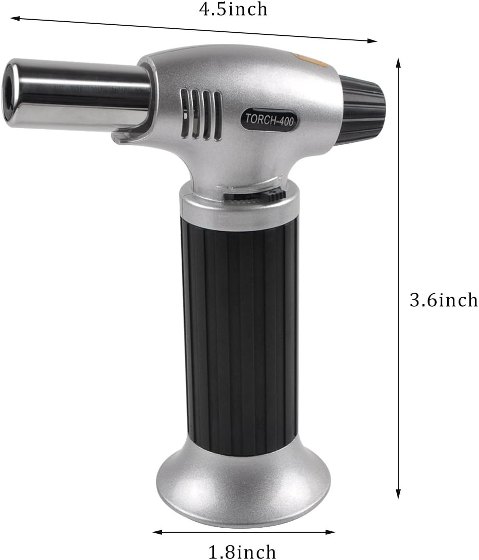 Ideapro Butane Torch, Refillable Kitchen Torch Lighter Culinary Blow Torch with Security Lock and Adjustable Flame for Creme Brulee,BBQ,Desserts,Baking and welding