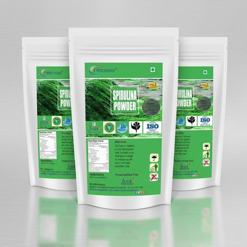 Neotea 100% Organic Spirulina Powder for Immunity, Energy, Digestion & Skin Health | Plant-Based Protein Superfood All-natural and Mineral-rich Detoxifying Supplement | Rich in Protein, Vitamins & Minerals | Boost Energy & Immunity | Gluten Free, Vegan, Non GMO - 1 Kg — Amazon image 9
