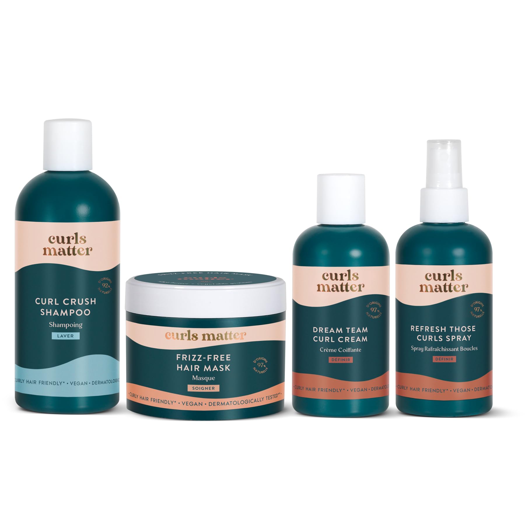 Curls Matter – Kit Soin Cheveux Bouclés – Routine Complète pour Boucles Souples, Définies et Hydratées - 90% d'origine naturelle