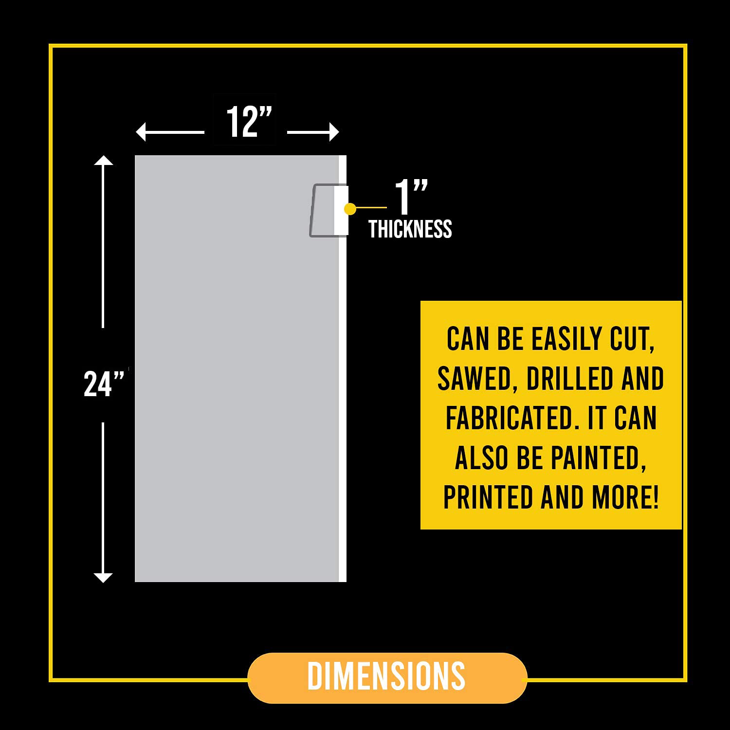 Performore - Expanded PVC Sheet - Lightweight Rigid Foam - 25mm (1-Inch) - 12 x 24 inches - White - Ideal for Signage, Displays, and Digital/Screen Printing