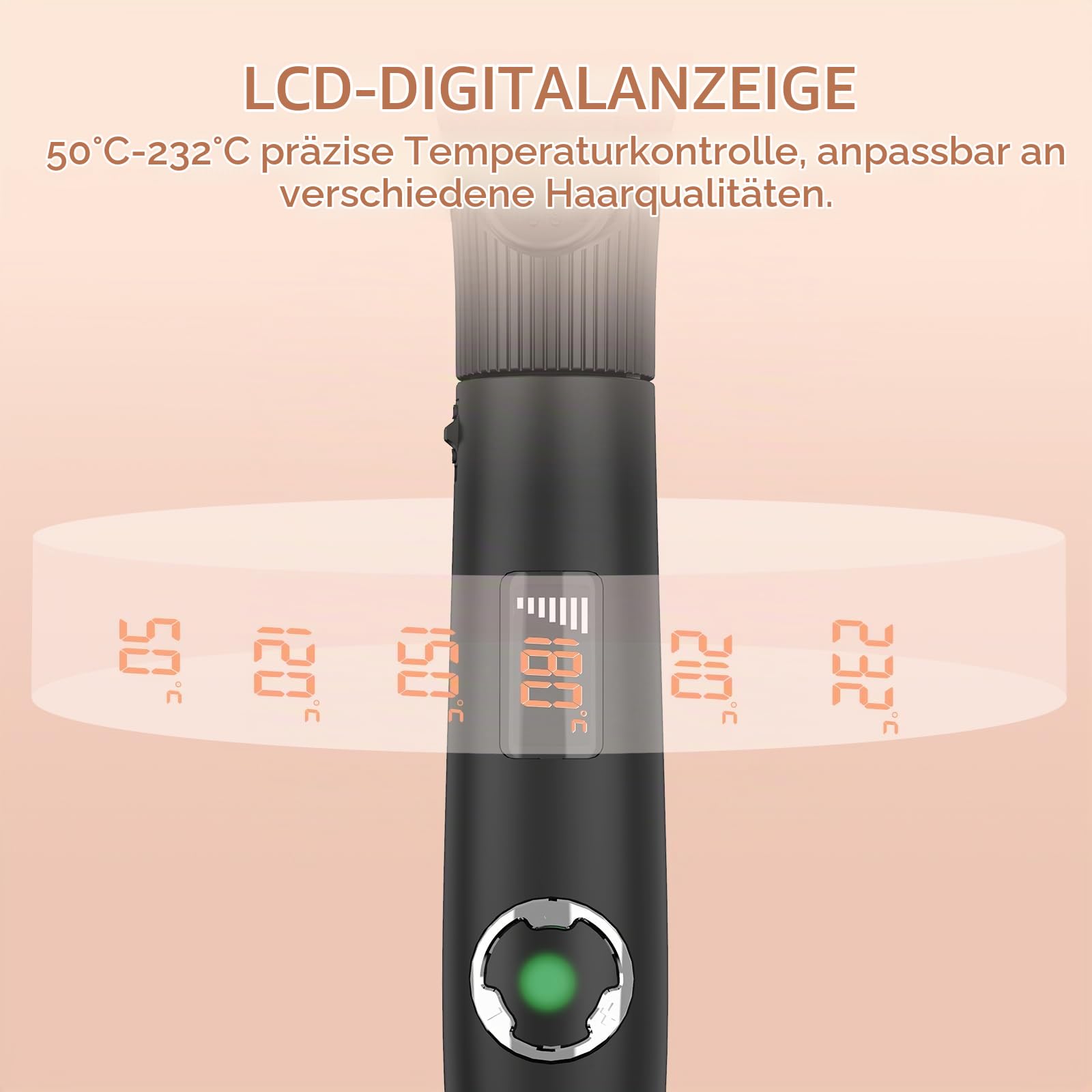 K&K Signature K&K 32mm Lockenstab mit Keramikbeschichtung Lockenzange Nano-Titan Haarlockenstab Eisen MCH-Heizung 60 Minuten automatische Abschaltung 50-230°C Digitale Anzeige 360° Drehkabel (32mm)