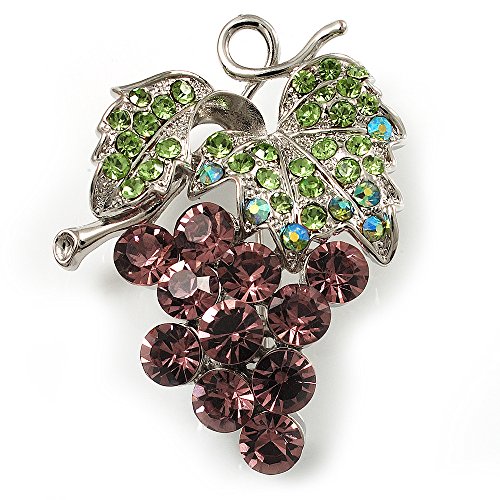 Spilla a forma di grappolo d'uva con diamanti