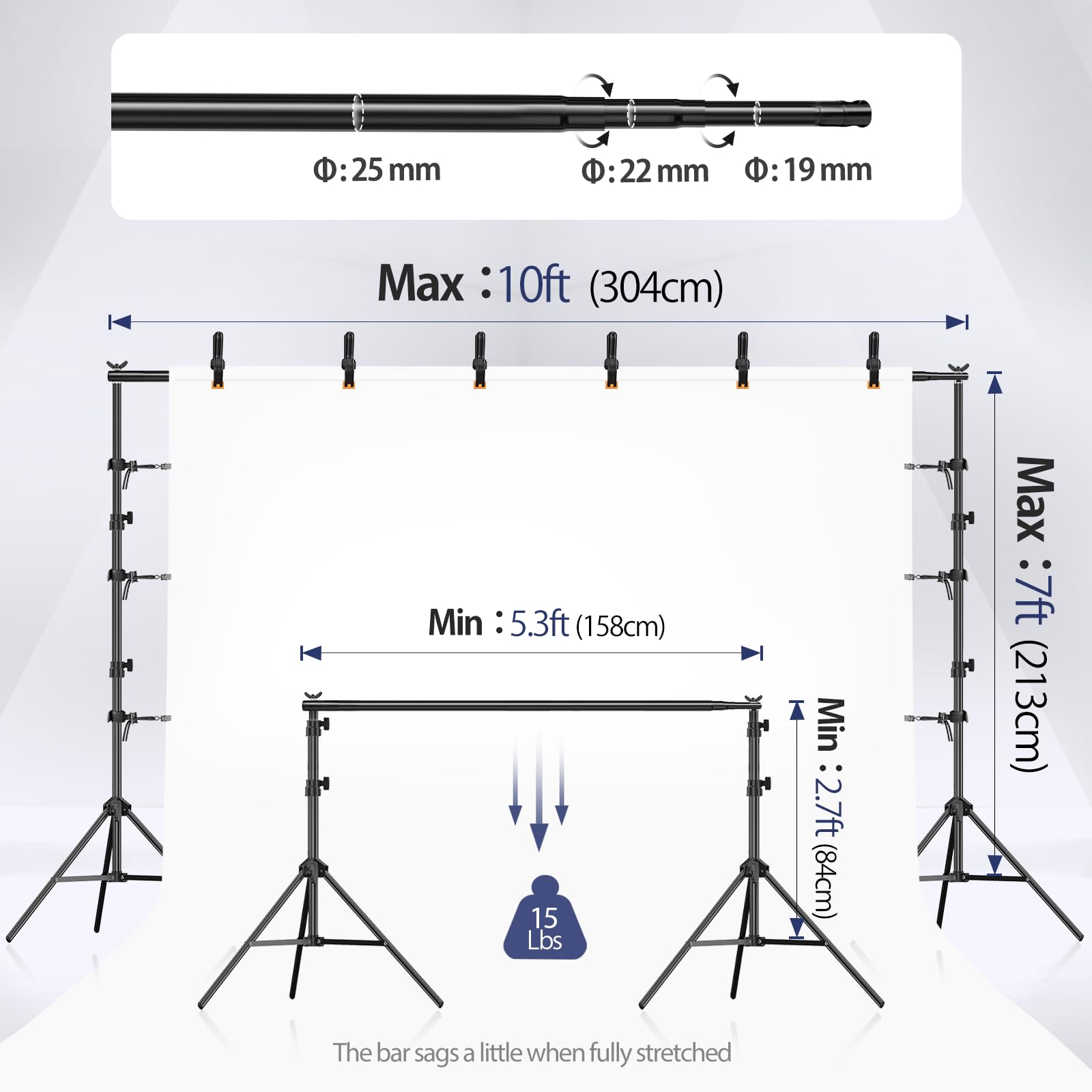 Amazon | EMART 背景スタンド 200x300cm 高さ、幅調節可能 撮影