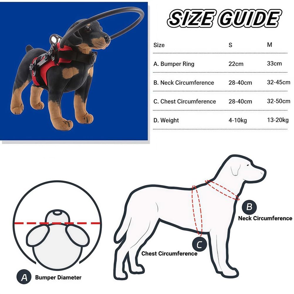 Pierścień bezpieczeństwa dla psa, regulowana, lekka uprząż unikająca kolizji dla małych i średnich zwierząt domowych