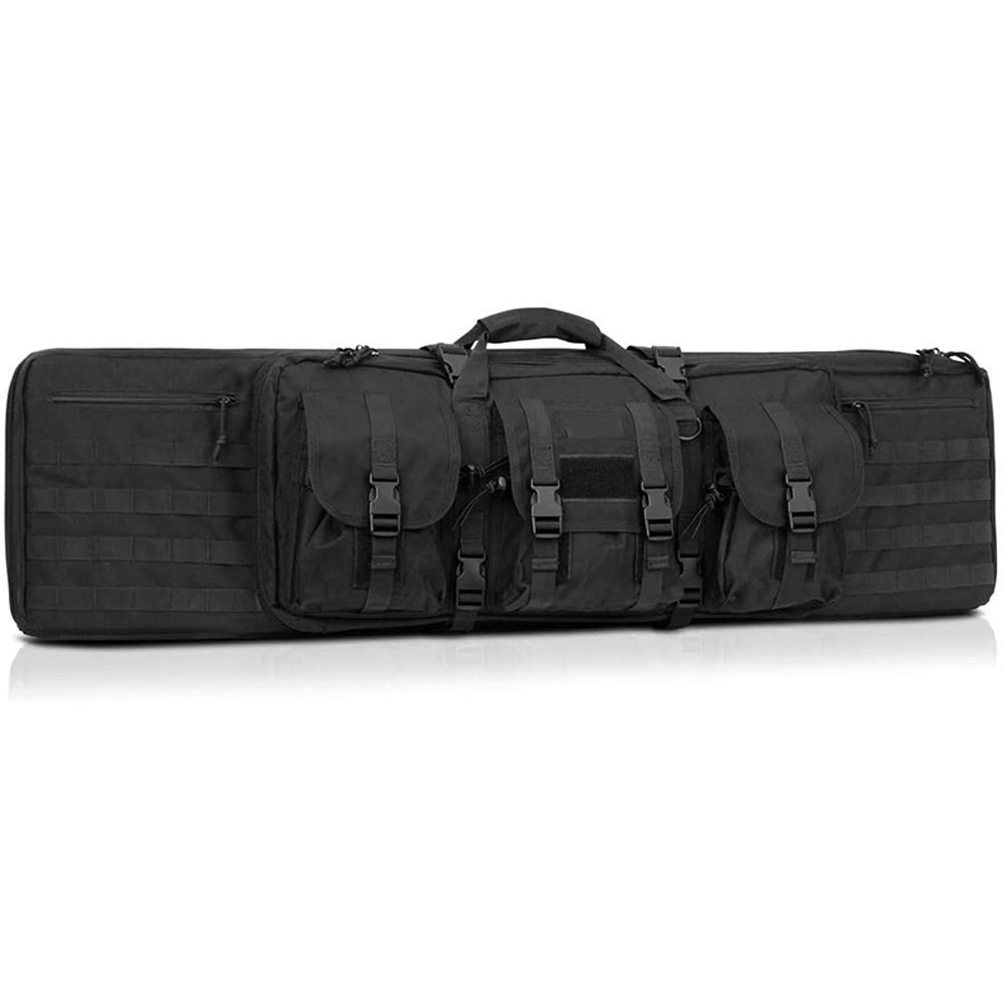 Custodia Morbida per Fucile Doppio, Borsa Multifunzionale Pera con Tasche Multiple, Zaino per Fucile con Custodia Pera Multipla, 2 Custodie per Fucili/Black/140Cm