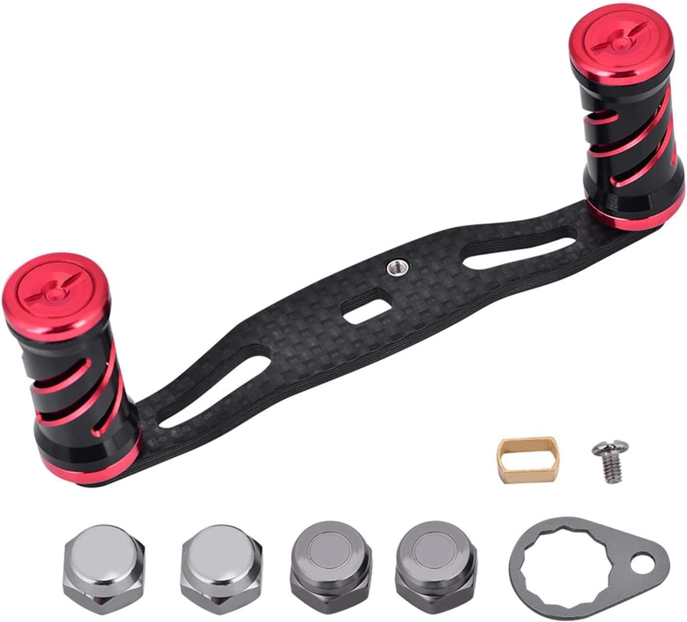 95mm Carbon Fiber Fishing Reel Handle Replacement Parts with Fittings Lightweight Fishing Reel Handle Knob for Increased Ility and Performance (95mm)
