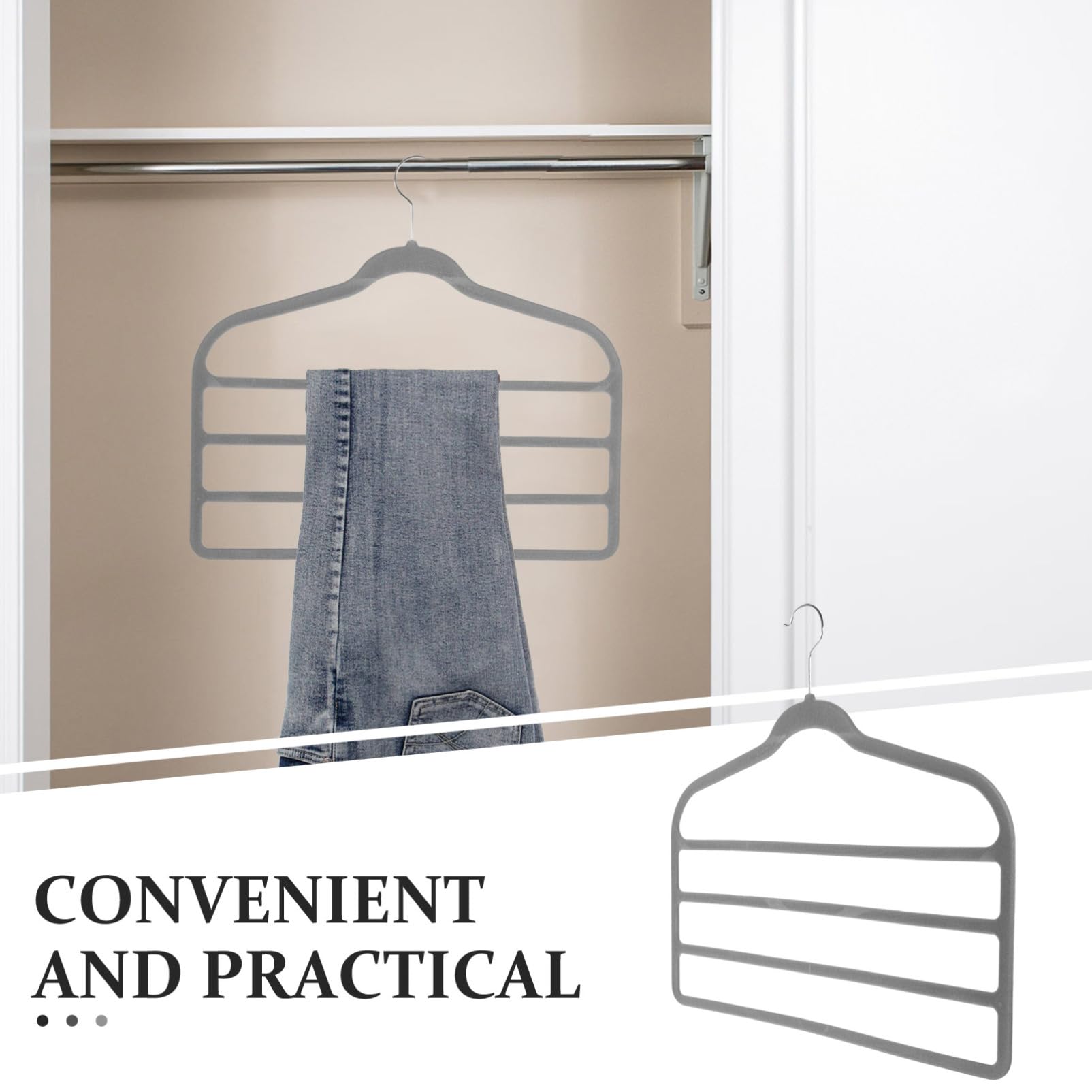 Perchas Multicapa Paquete de 10 Piezas Material de Terciopelo Antideslizante Organizador Multifunción para Ahorrar Espacio Armario para Pantalones